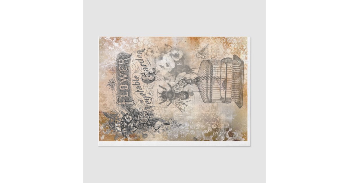 French Bee ephemera 18 lb decoupage Tissue Paper | Zazzle