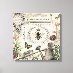 FRENCH BEE GARDEN CANVAS PRINT