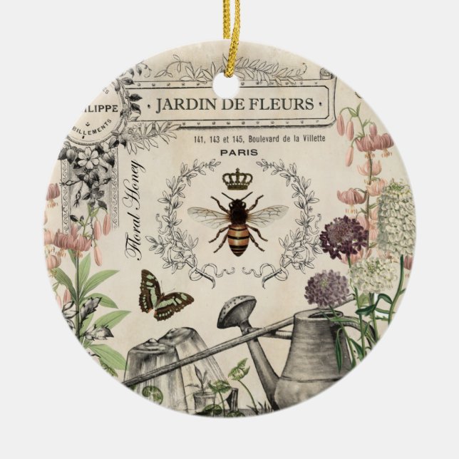 FRENCH BEE GARDEN CERAMIC ORNAMENT (Front)
