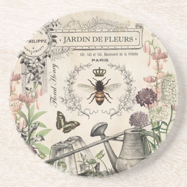 FRENCH BEE GARDEN DRINK COASTER (Front)