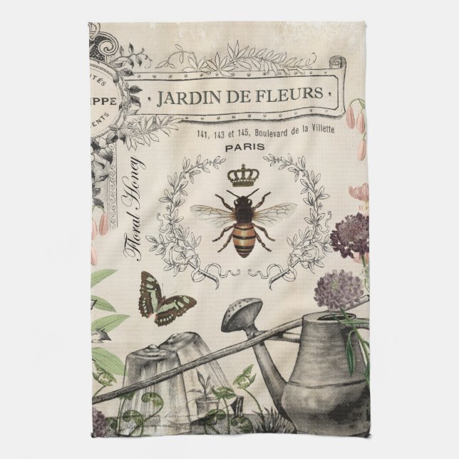 FRENCH BEE GARDEN KITCHEN TOWEL (Vertical)