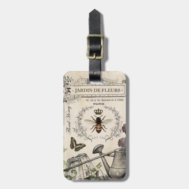 FRENCH BEE GARDEN LUGGAGE TAG (Front Vertical)