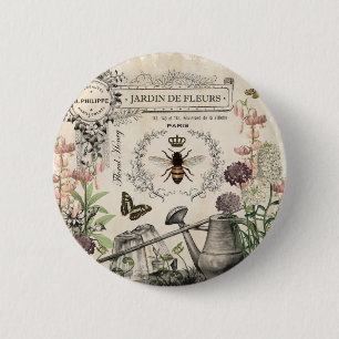 FRENCH BEE GARDEN PINBACK BUTTON