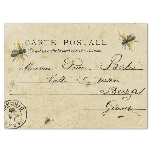 French Bee Post Card Tissue Paper