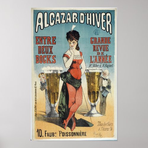 French Beer Hall Vintage Advertisement  Poster