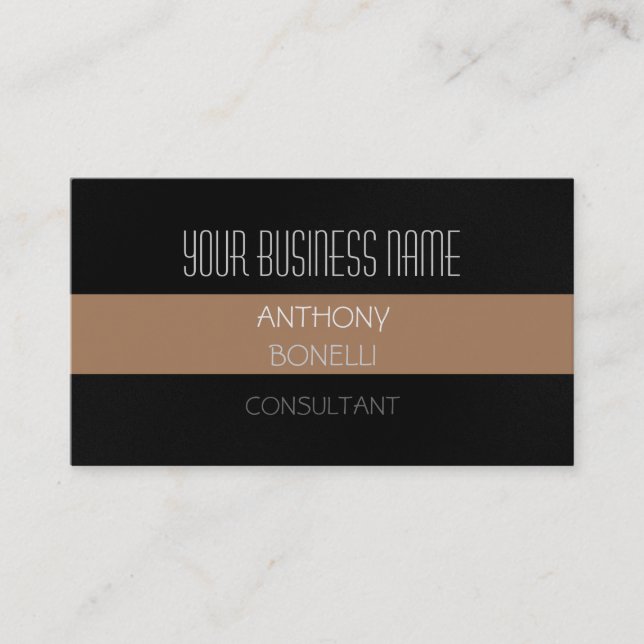 French Beige Dark Gray Charming Business Card (Front)