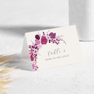 French Berry Grapes Flowers Wedding Place Card