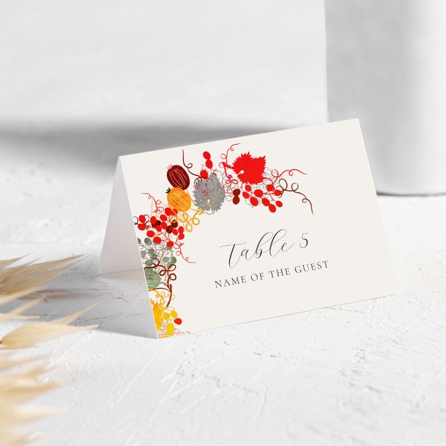French Berry Grapes Flowers Wedding Place Card (Creator Uploaded)