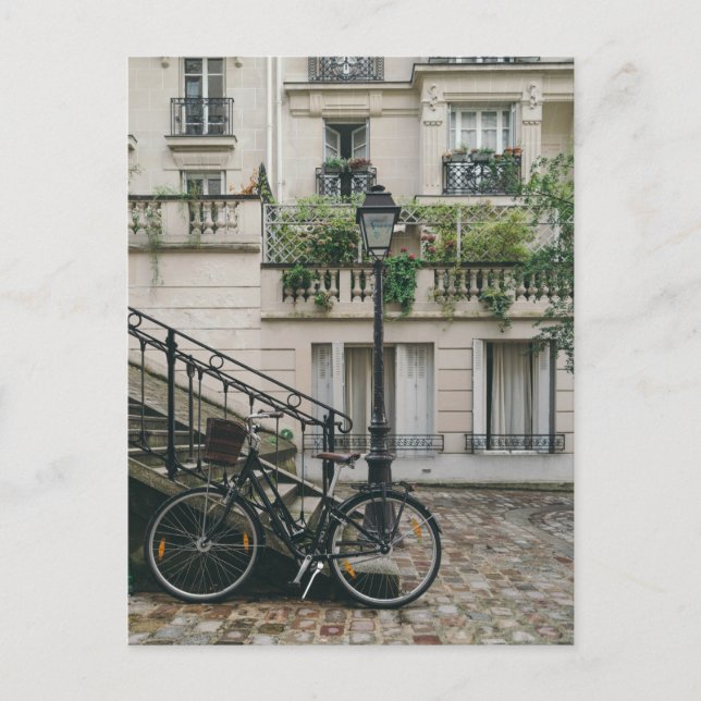 French Bike and Town Postcard (Front)