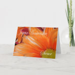 French Birthday Card For Sister<br><div class="desc">Orange and white daisy que tous vos souhaits se verrai sur votre journée spéciale Joyeux anniversaire</div>