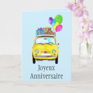 French Birthday Retro Fiat 500 Card