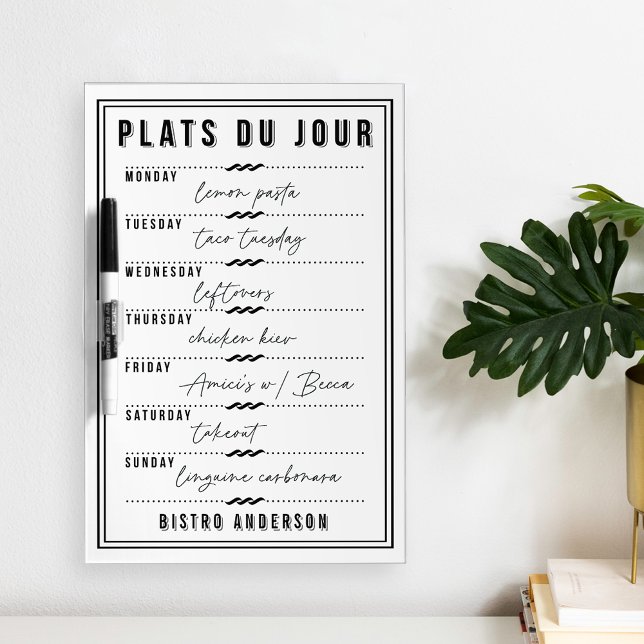 French Bistro Personalized Weekly Menu Dry-Erase Board (Creator Uploaded)