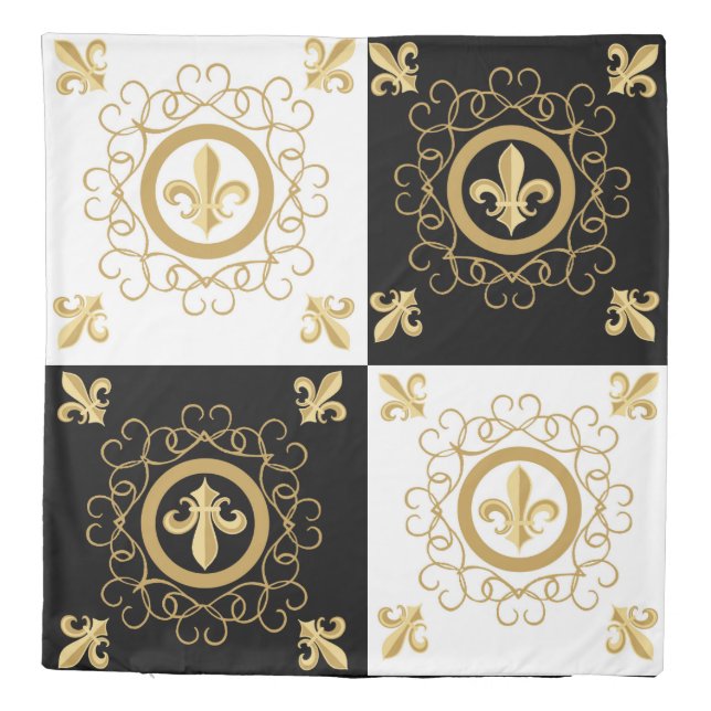 French Black and White Reversible Duvet Cover (Back)