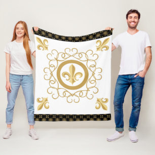 French Black and White Reversible Fleece Blanket