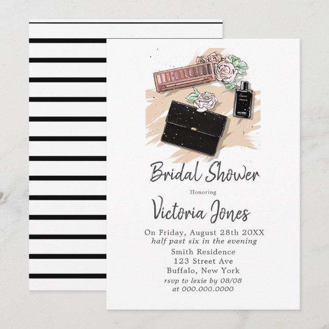 French Black Apparel Bridal Shower Invitation (Front/Back)