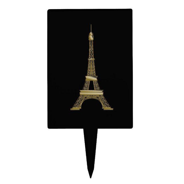 French Black Eiffel Tower Paris Cake Topper Pick (Front)
