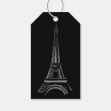 French Black Eiffel Tower, Paris Gift Tags