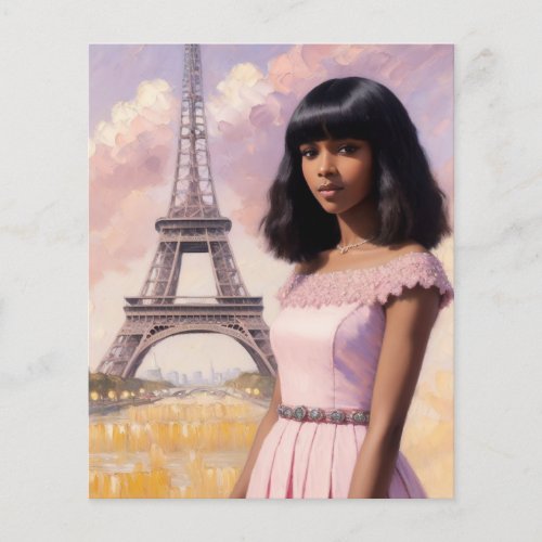 French Black Girl Pink Parisian Art Flyer
