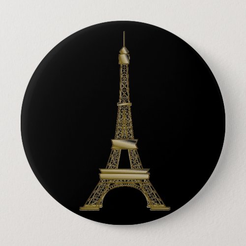 French Black  Gold Eiffel Tower Button Pin
