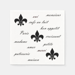 French Black on White Napkins