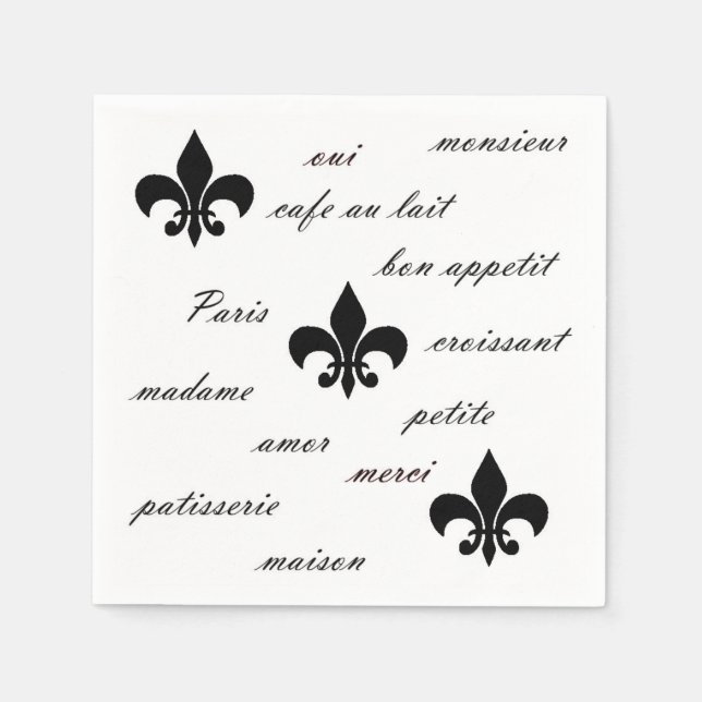 French Black on White Napkins (Front)