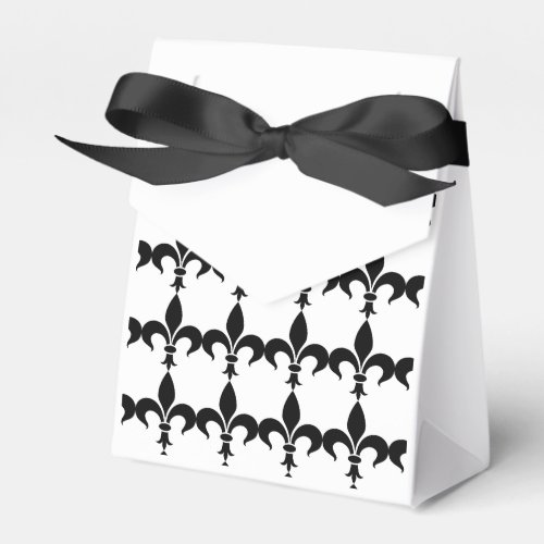 French Black  White Fleur de Lis Party Favor Box