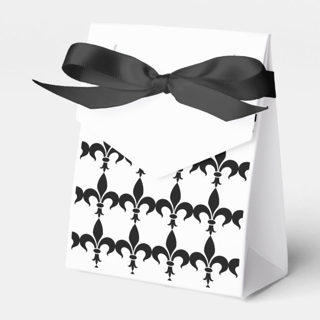 French Black & White Fleur de Lis Party Favor Box (Front Side)