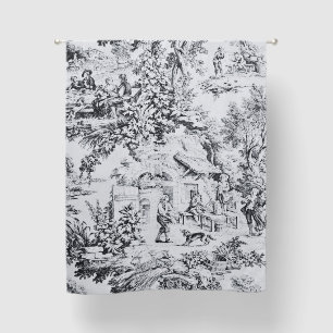 French Black White Toile Chinoiserie Rustic Style Blackout Curtains
