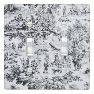 French Black White Toile Chinoiserie Rustic Style  Light Switch Cover