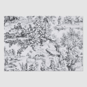 French Black White Toile Rustic Style Decoupage Tissue Paper