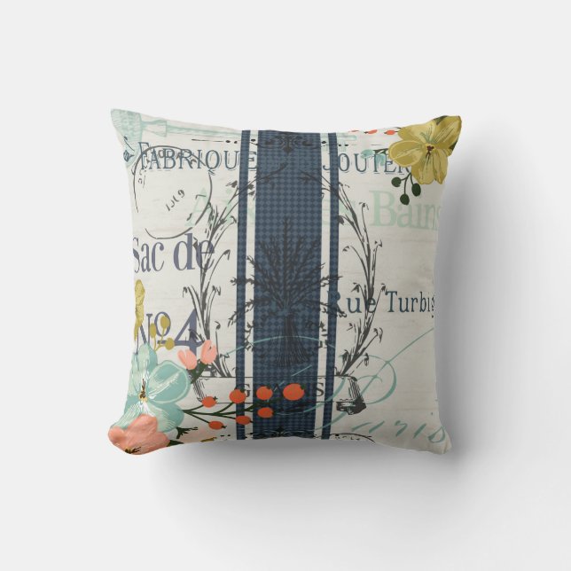 French Bloom Throw Pillow (Front)