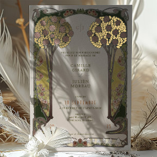 French Bloom Trees of Love Victorian Wedding Foil Invitation