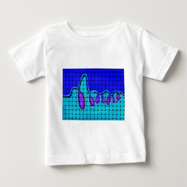 French Blue Abstract with Woven Texture Baby T-Shirt (Front)