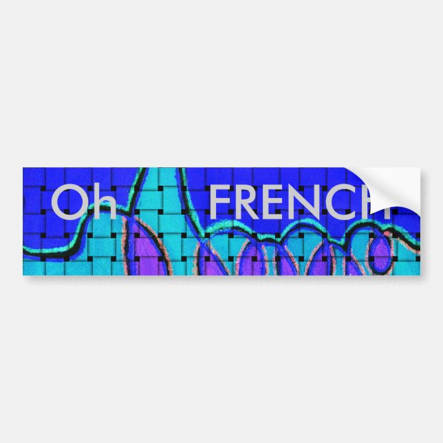 French Blue Abstract with Woven Texture Bumper Sticker (Front)