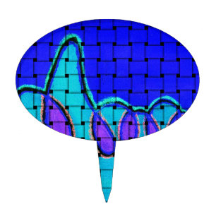 French Blue Abstract with Woven Texture Cake Topper