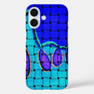 French Blue Abstract with Woven Texture iPhone 16 Case