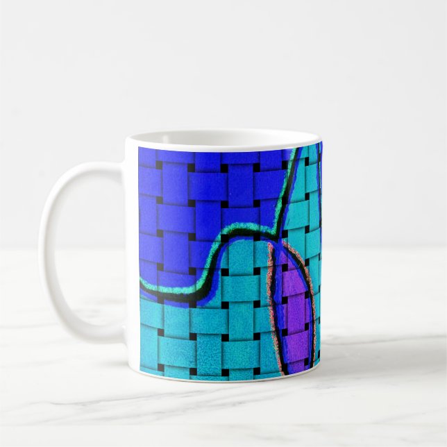 French Blue Abstract with Woven Texture Coffee Mug (Left)