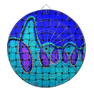 French Blue Abstract with Woven Texture Dart Board