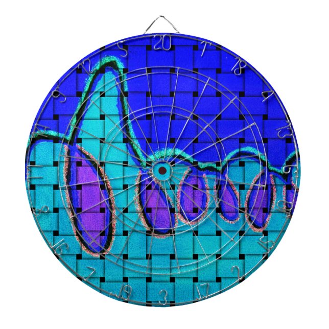 French Blue Abstract with Woven Texture Dart Board (Front)