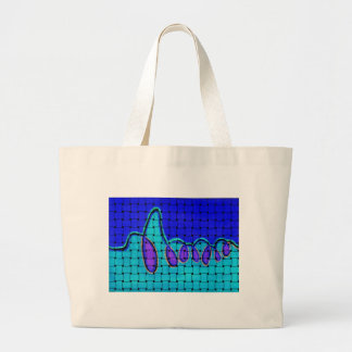 French Blue Abstract with Woven Texture Large Tote Bag
