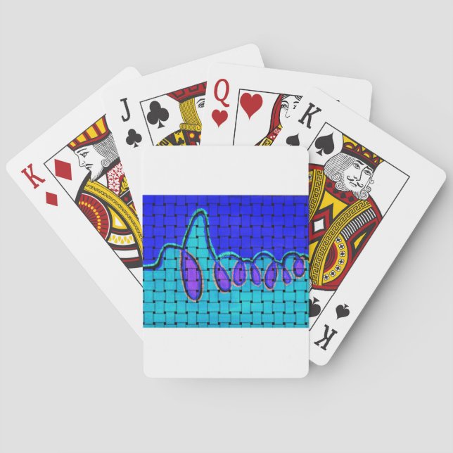 French Blue Abstract with Woven Texture Poker Cards (Back)