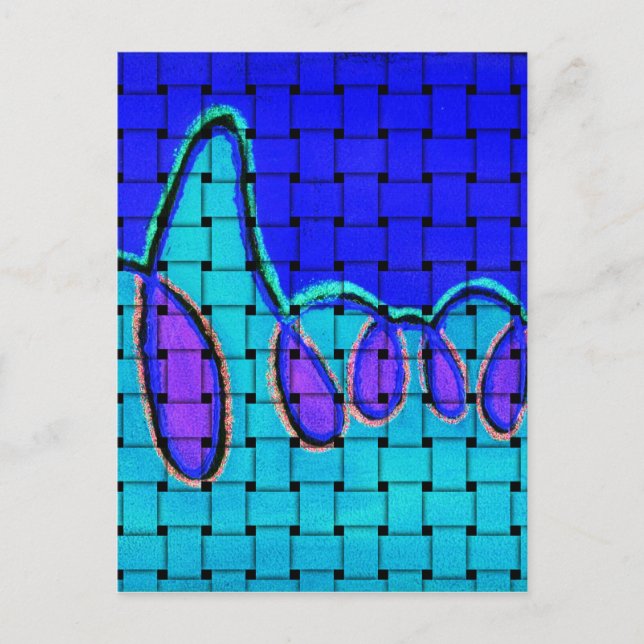 French Blue Abstract with Woven Texture Postcard (Front)