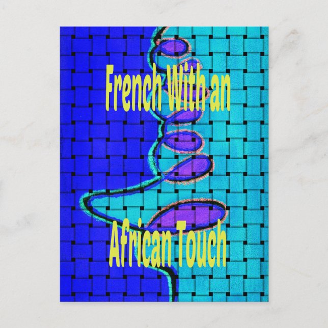 French Blue Abstract with Woven Texture Postcard (Front)