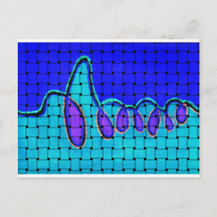 French Blue Abstract with Woven Texture Postcard