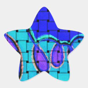 French Blue Abstract with Woven Texture Star Sticker