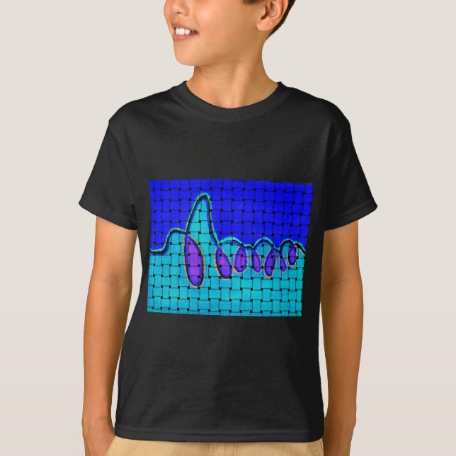 French Blue Abstract with Woven Texture T-Shirt (Front)