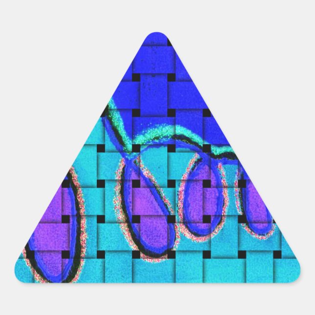 French Blue Abstract with Woven Texture Triangle Sticker (Front)