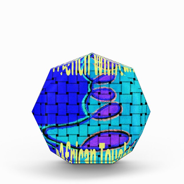 French Blue African Woven Abstract Purple Shape Acrylic Award (Front)