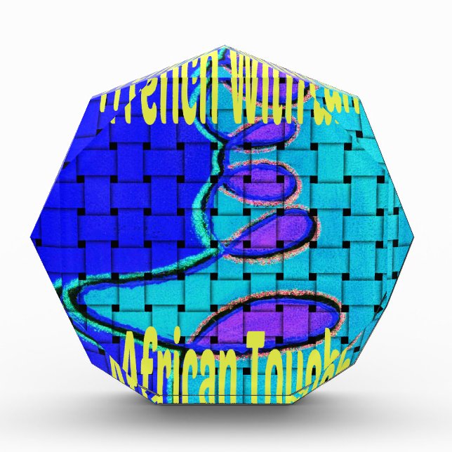 French Blue African Woven Abstract Purple Shape Acrylic Award (Front)