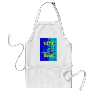 French Blue African Woven Abstract Purple Shape Adult Apron